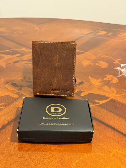 Personalized Genuine Leather RFID Trifold Wallet for Men