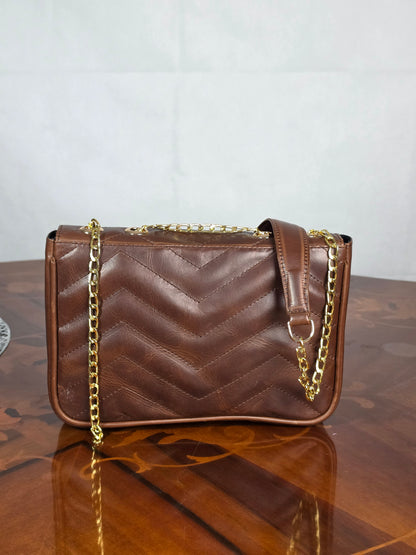 Premium Leather Medium Quilted Crossbody Bag