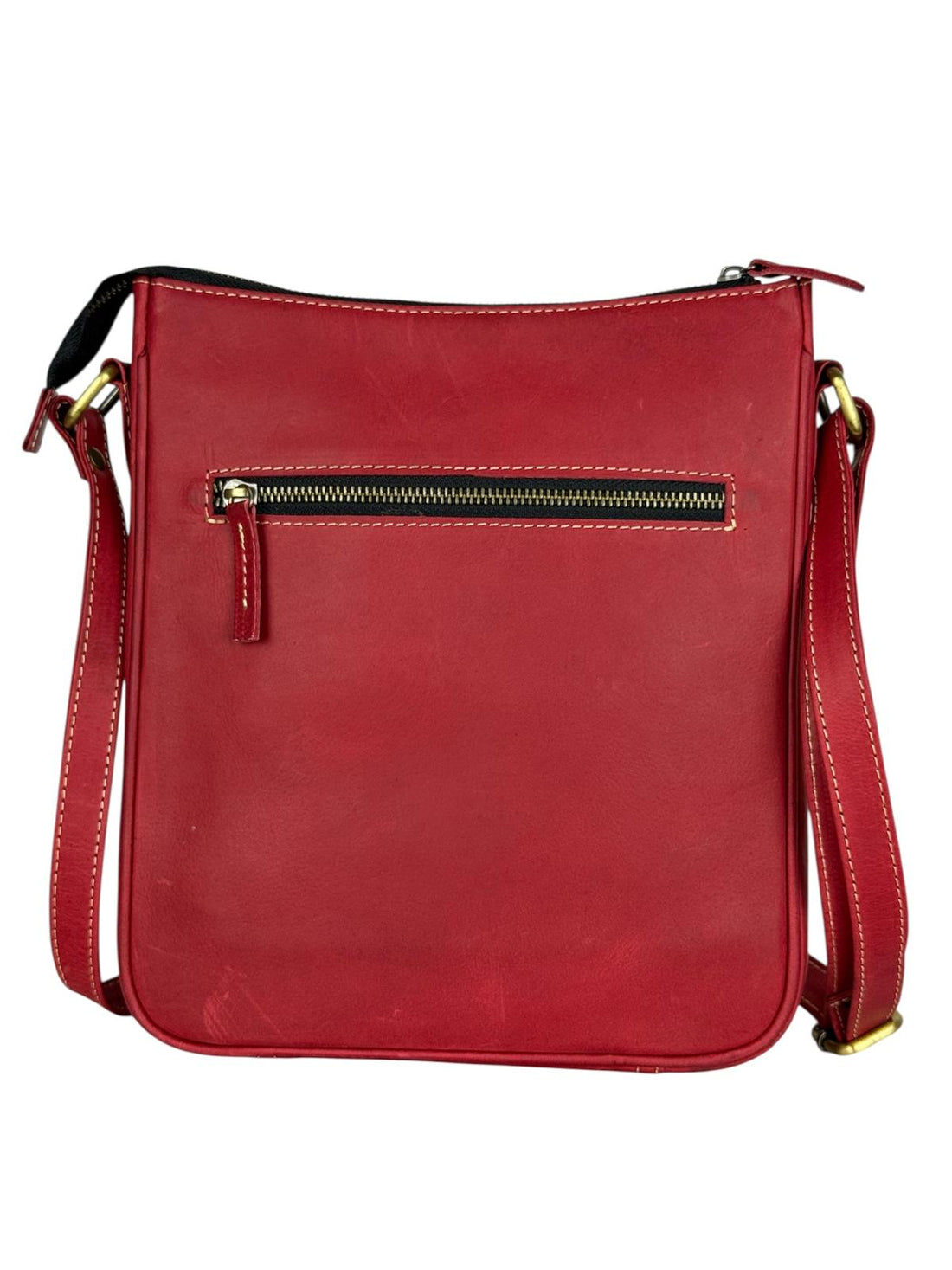 Genuine Leather Crossbody Bag with High-Quality Brass Accessories