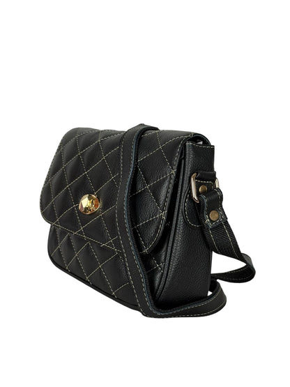 Quilted genuine leather crossbody bag