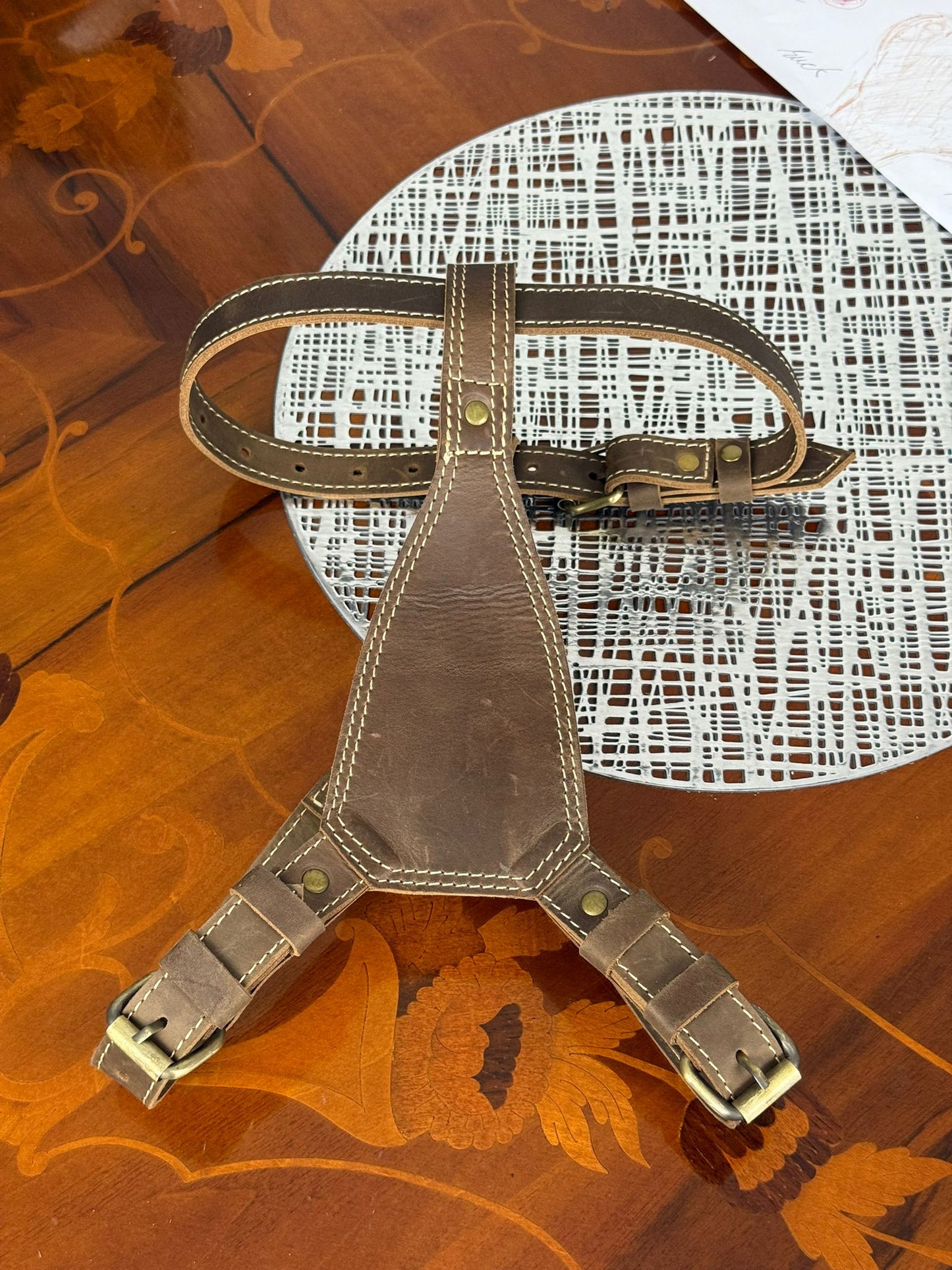 heavy duty premium genuine leather dog harness