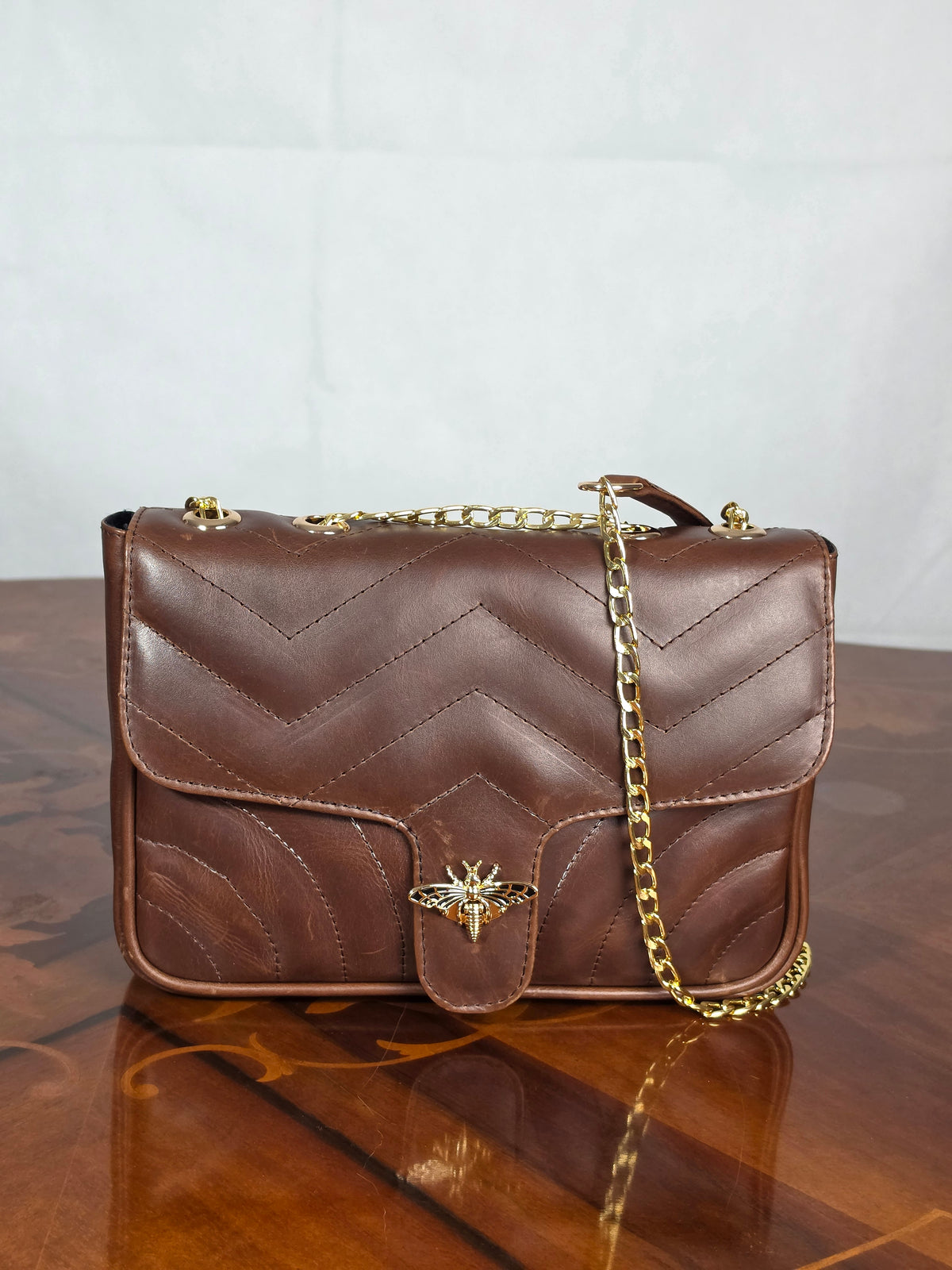 Premium Leather Medium Quilted Crossbody Bag