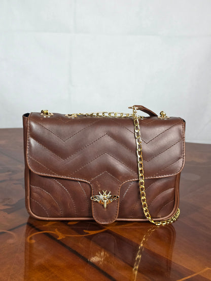 Premium Leather Medium Quilted Crossbody Bag