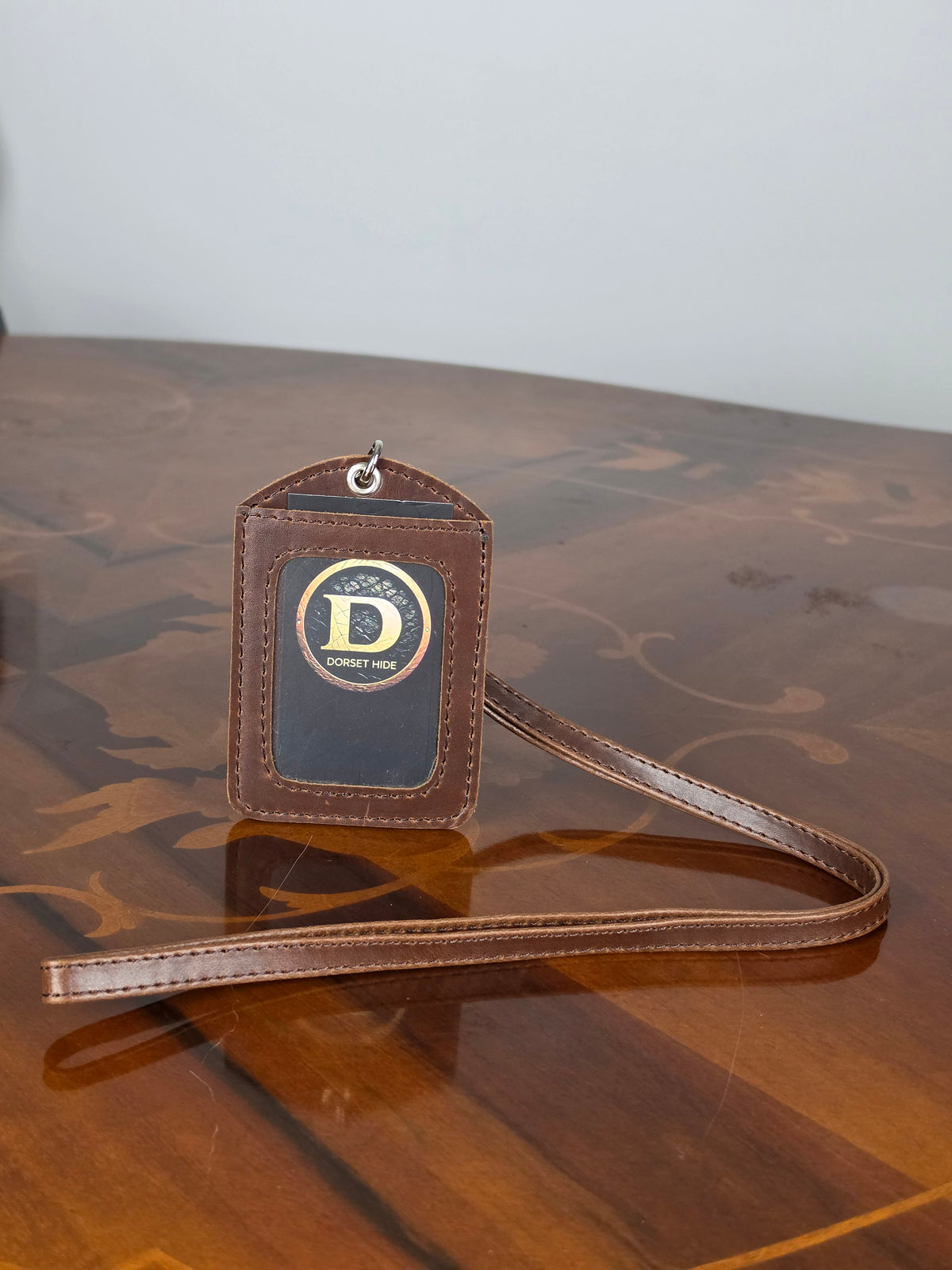 Personalized Genuine Leather Badge Holder with Lanyard • Custom ID Holder, Work Identity Sleeve
