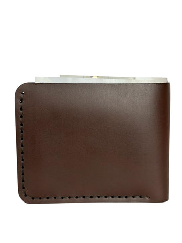 Handmade RFID Protected Genuine Leather Wallet – Dark Brown