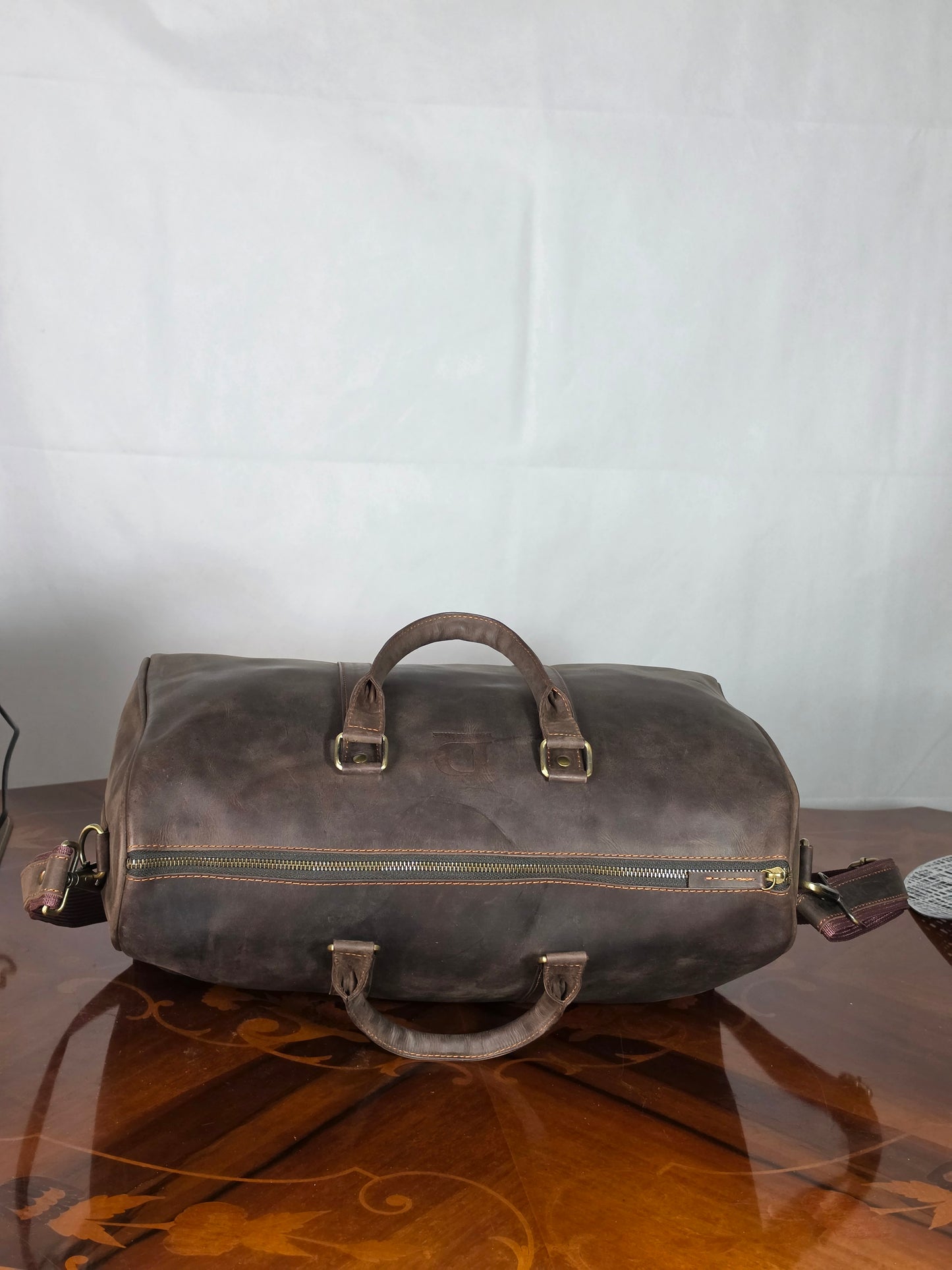 Genuine Waxed Leather Duffle Bag | Premium Leather Weekender Travel Holdall