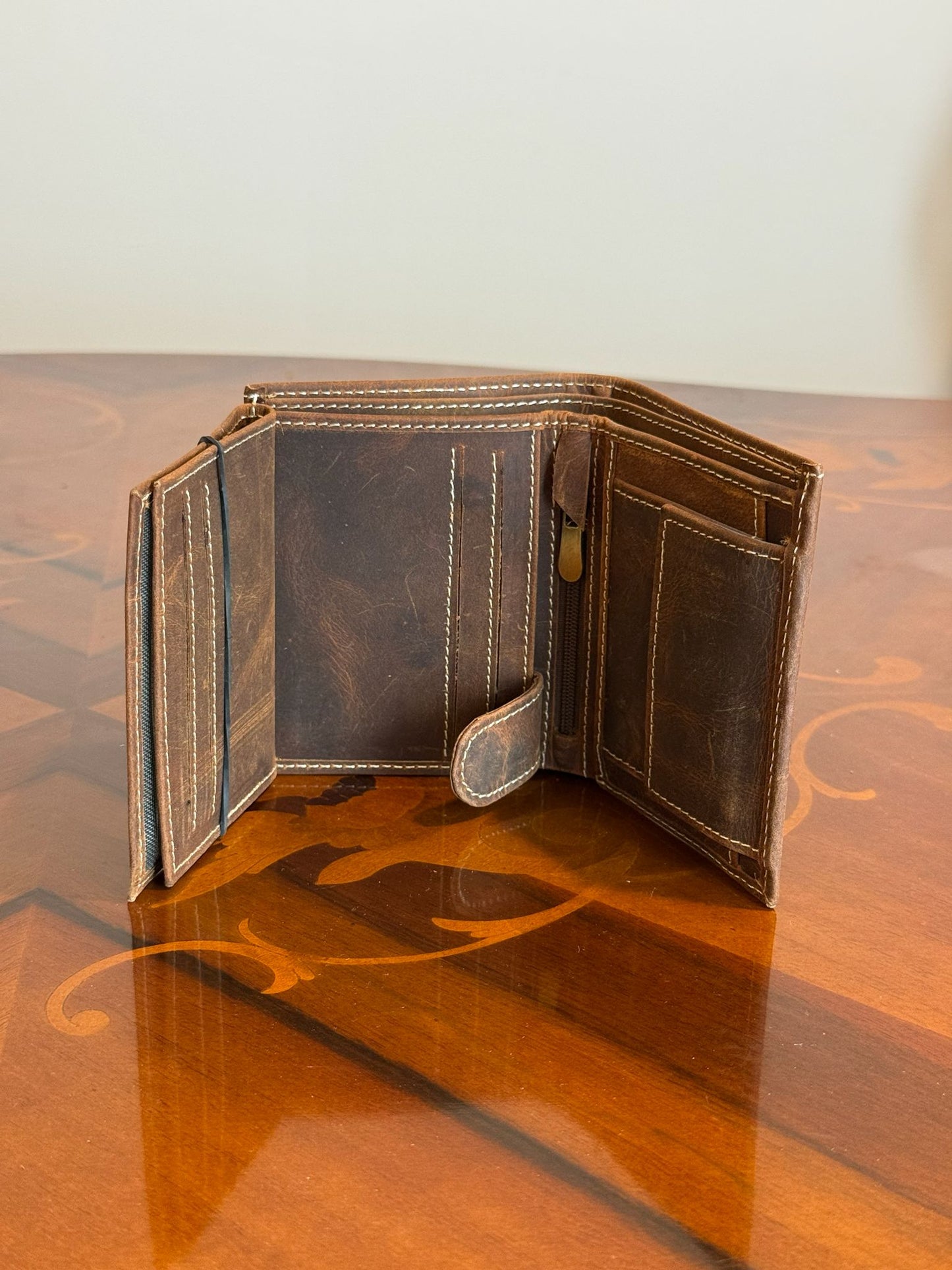 Personalized Genuine Leather RFID Trifold Wallet for Men