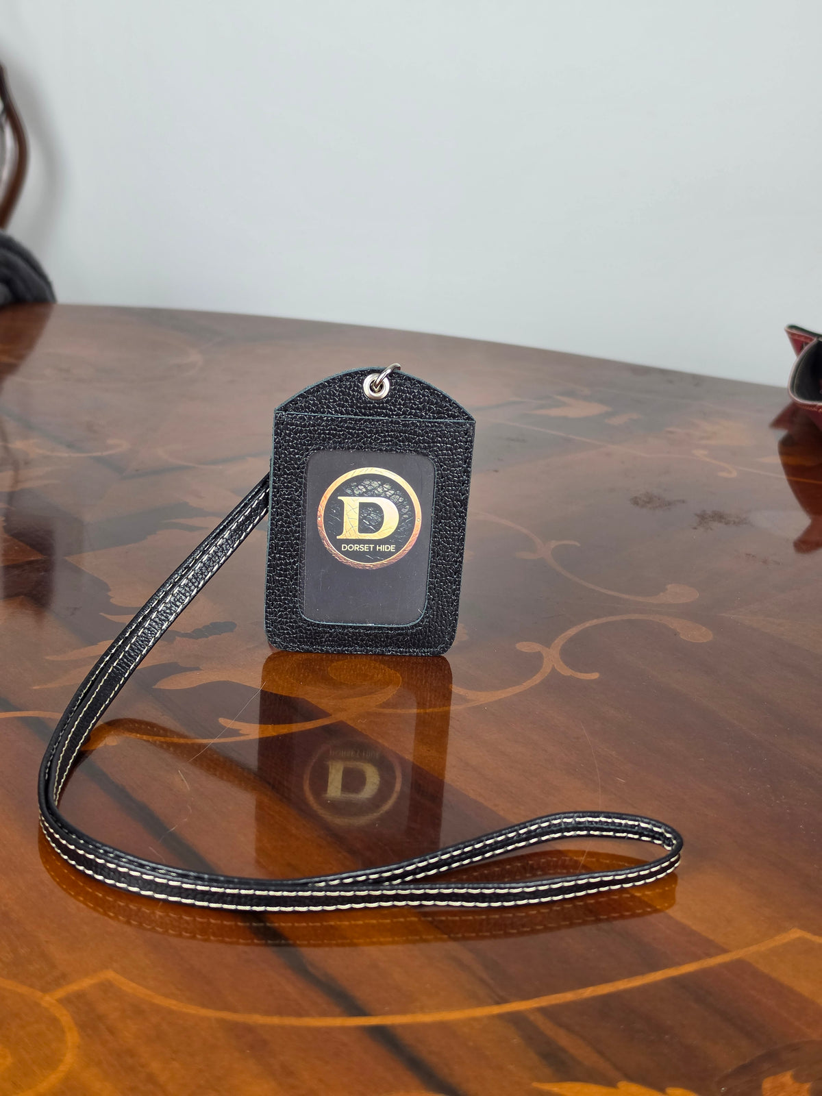 Personalized Genuine Leather Badge Holder with Lanyard • Custom ID Holder, Work Identity Sleeve