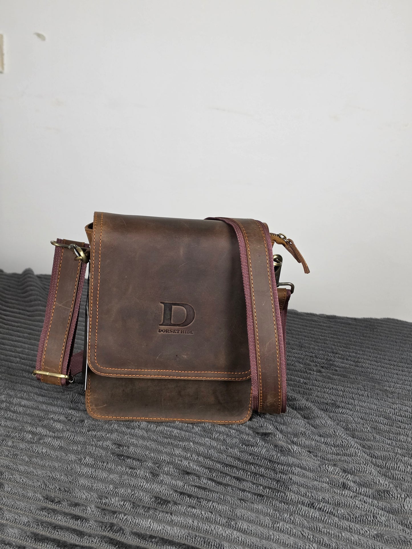 Genuine Leather Flap Crossbody Bag
