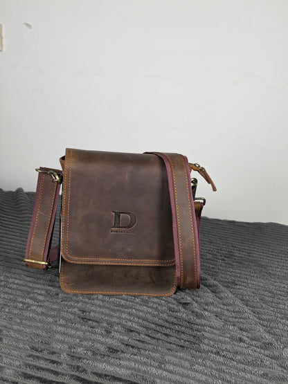 Genuine Leather Flap Crossbody Bag