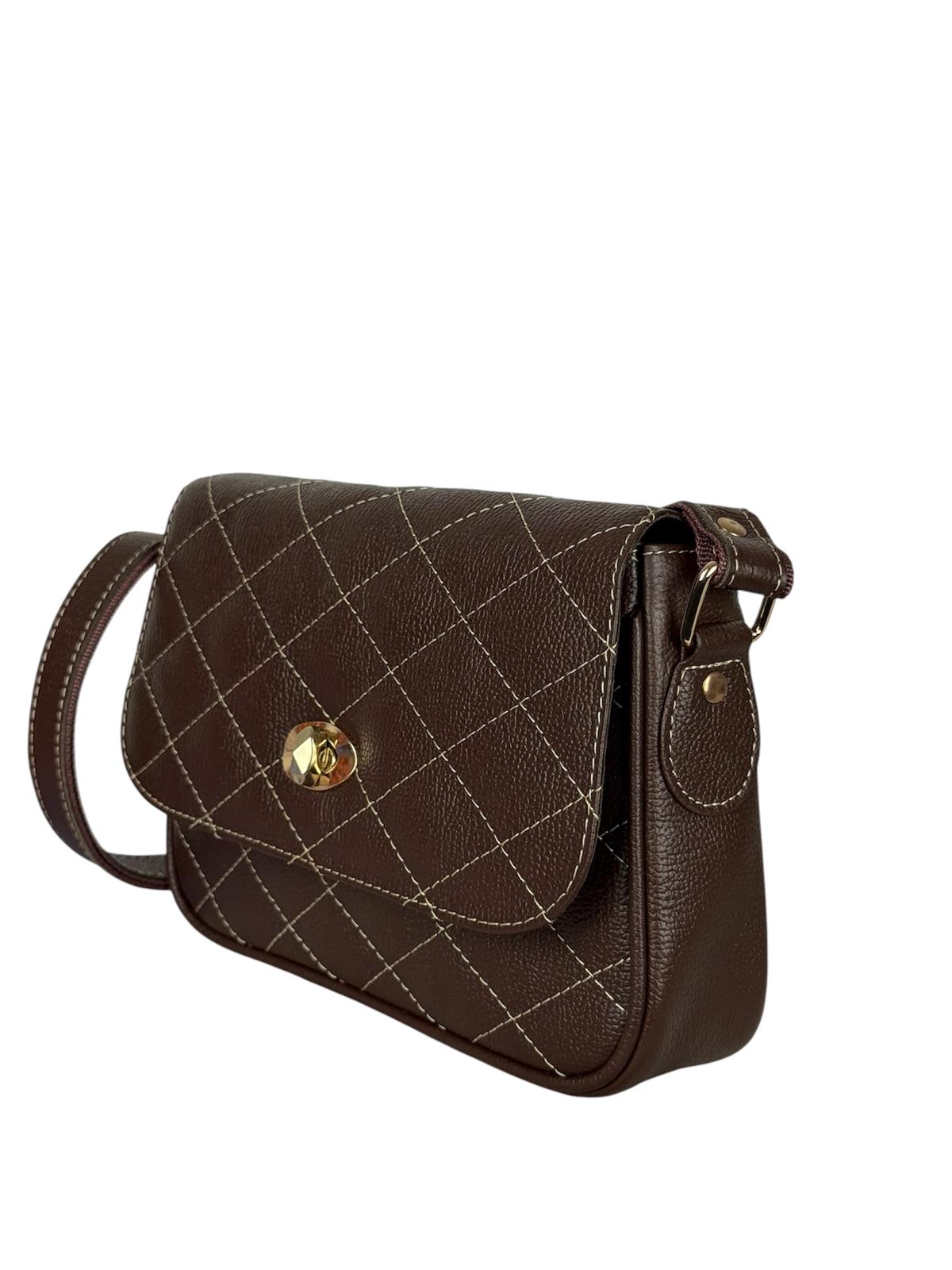 Quilted genuine leather crossbody bag