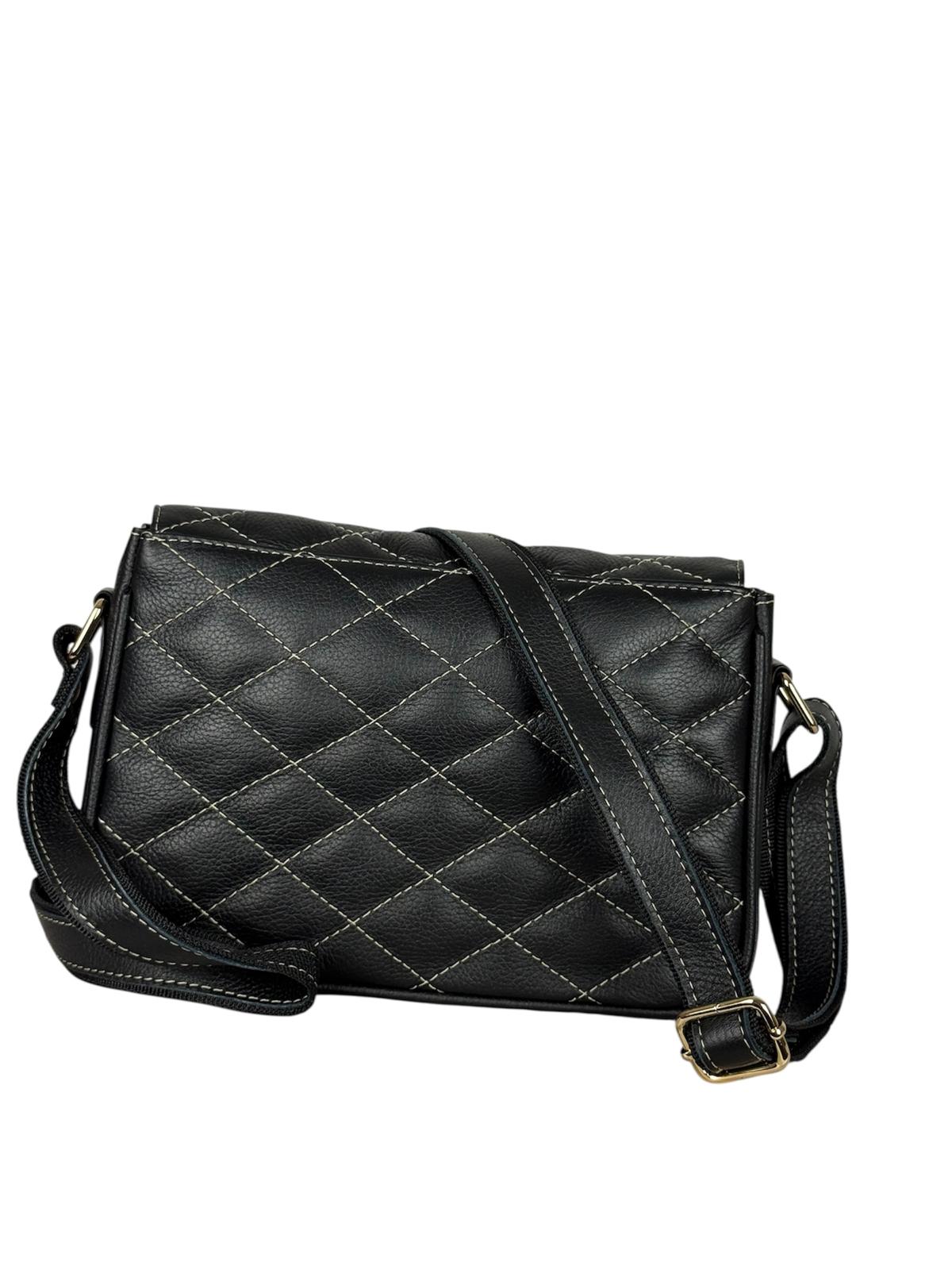 Quilted genuine leather crossbody bag