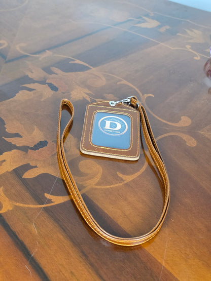 Personalized Genuine Leather Badge Holder with Lanyard • Custom ID Holder, Work Identity Sleeve