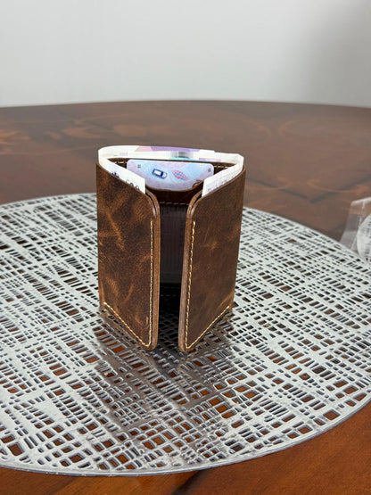 Genuine Leather Slim RFID Tri-fold wallet