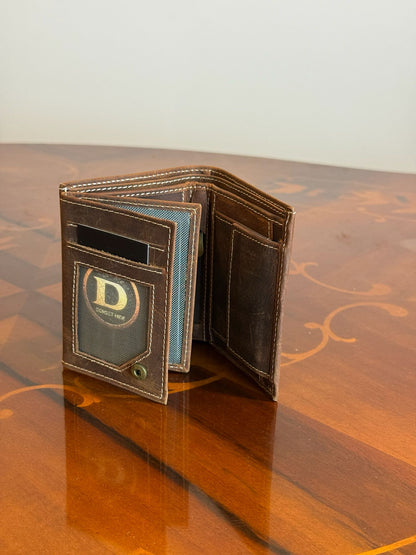 Personalized Genuine Leather RFID Trifold Wallet for Men