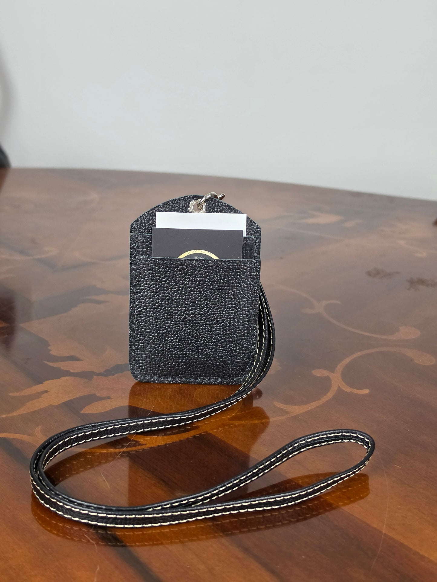 Personalized Genuine Leather Badge Holder with Lanyard • Custom ID Holder, Work Identity Sleeve