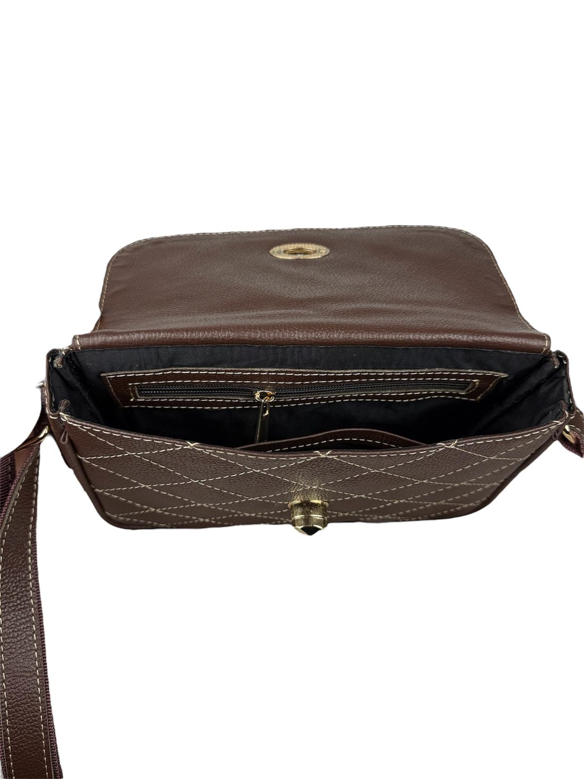 Quilted genuine leather crossbody bag